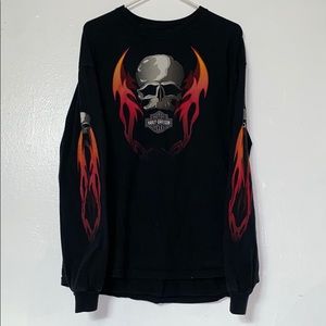 Harley-Davidson Flaming Skull Long Sleeve T-Shirt